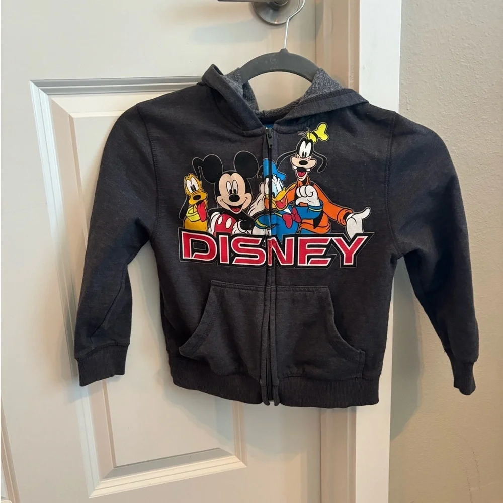 Disney Hoodie full zip Jacket Size 5/6 donald goofy Pluto mickey cotton blend